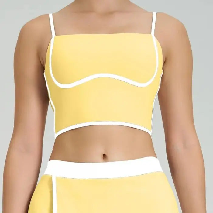 Cralom Women's Tennis Set: Vest & Skirt Fitness Yoga Gym Sportswear