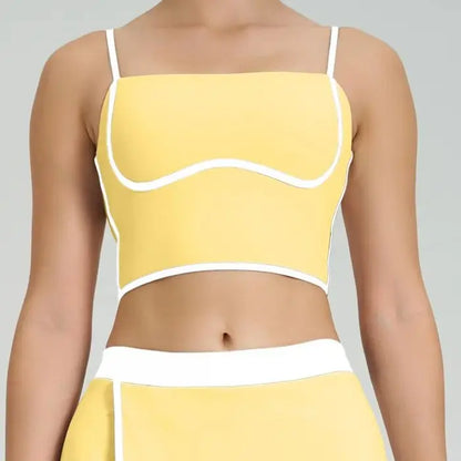 Cralom Women's Tennis Set: Vest & Skirt Fitness Yoga Gym Sportswear