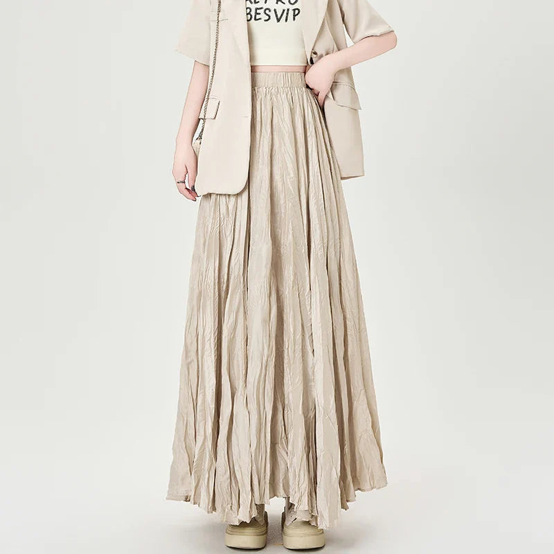 Cralom Women's High Waist A-Line Pleated Skirt - 2025 New Collection