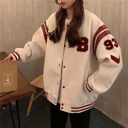 Cralom Flocking Hooded Jacket: Y2K Street Fashion Baseball Style Coat
