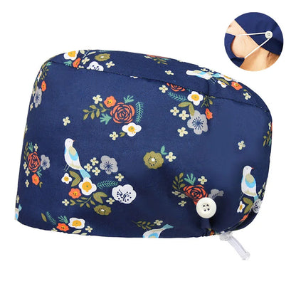 Cralom Dental Patterned Scrub Cap – Adjustable Surgical Work Hat for Nurses & Doctors