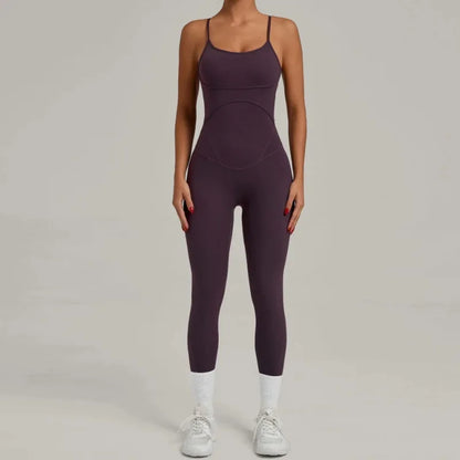 Cralom Seamless Yoga Bodysuit with Adjustable Cross Straps