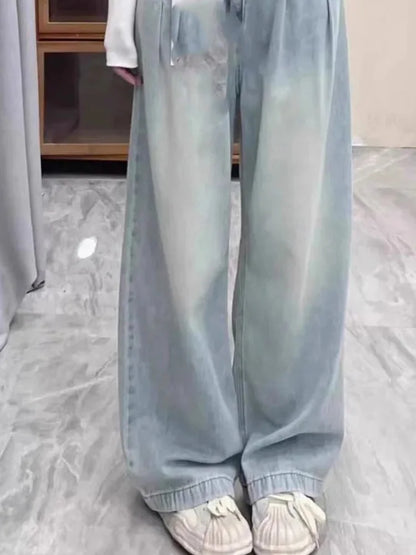 Cralom Summer Slimming Denim Pants - High Waist, Wide Leg, Floor Length