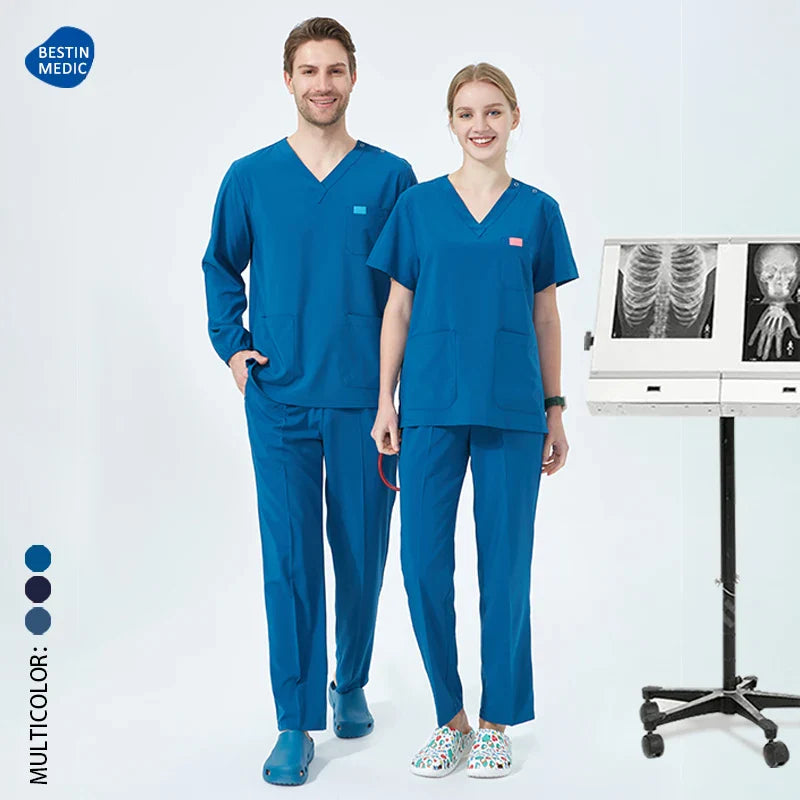Cralom Unisex Scrub Top & Drawstring Pant Set for Medical, Beauty & Spa