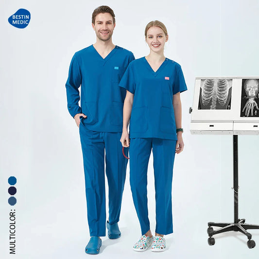 Cralom Unisex Scrub Top & Drawstring Pant Set for Medical, Beauty & Spa
