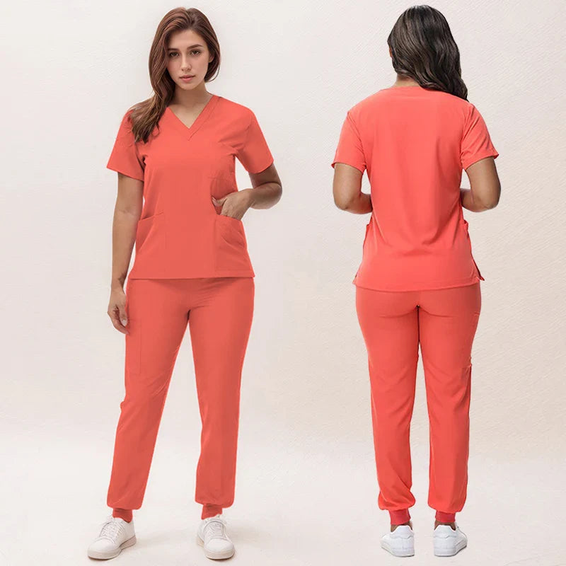 Cralom V-Neck Scrub Set - Premium Nurse Uniform & Doctor Surgical Workwear