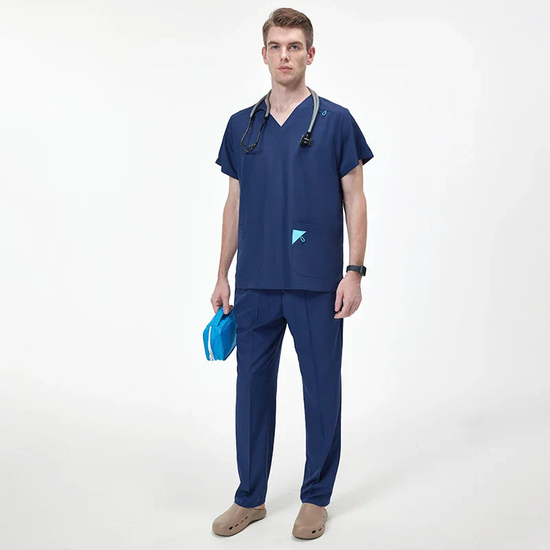 Cralom Unisex Scrub Set: V-Neck Top & Straight Leg Pant