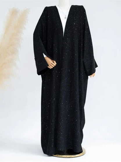 Cralom Winter Shiny Kimono Abaya Caftan Dress Muslim Dubai Luxury
