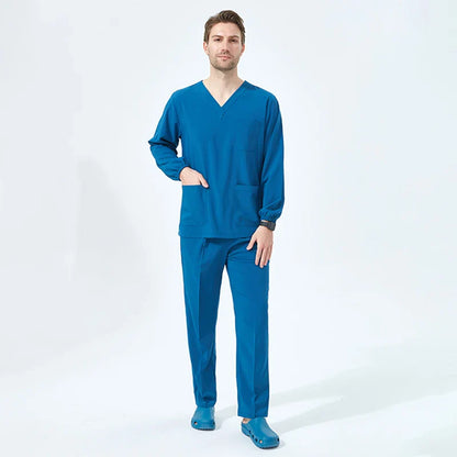 Cralom V-Neck Scrubs Set: Women's Slim Fit Surgeon Uniform Operating Room Stretch