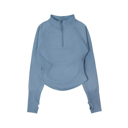 Cralom Seamless Half Zip Gym Top - Women's Yoga Fitness Jacket