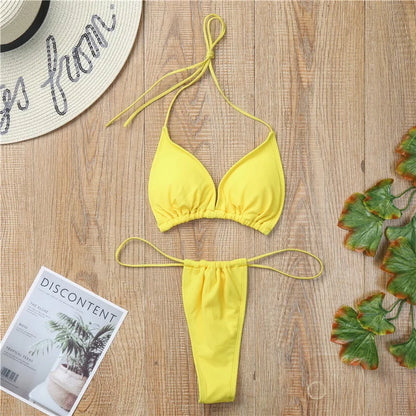 Cralom 2025 Pad Triangle Bikini Swimwear Women Swimsuit - Beach Sexy Maio Monokini