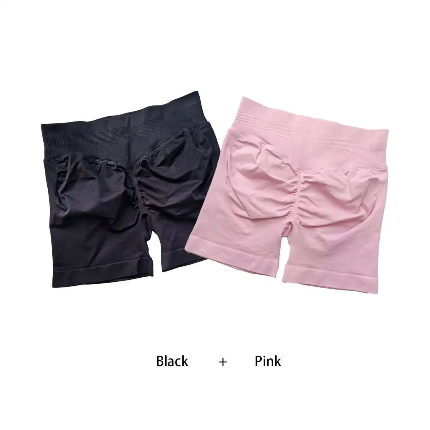 Cralom Seamless Leggings Gym Shorts Set for Women - Push-up Fitness Bottoms