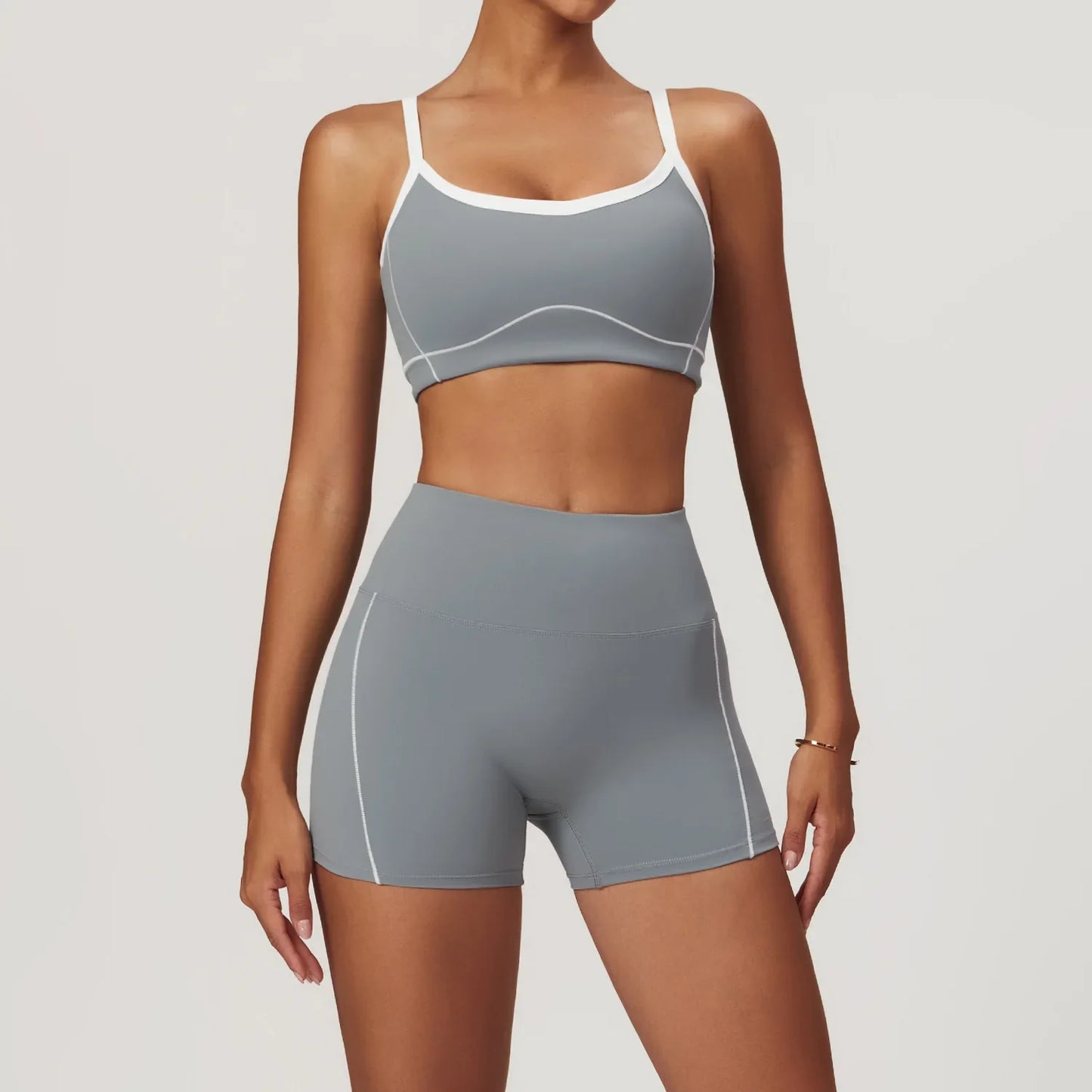 Cralom Summer Yoga Set for Women: 2 Piece Tight Fit Sports Suit