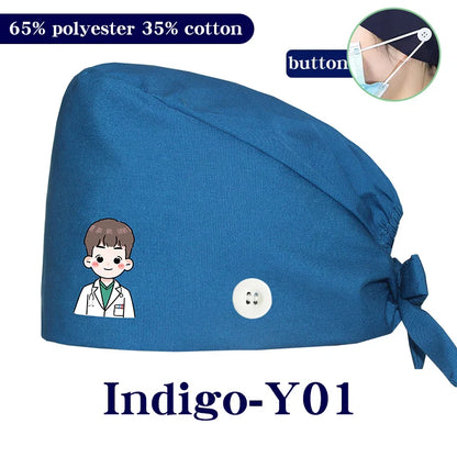 Cralom Cartoon Printed Surgical Scrub Caps for Medical & Pet Grooming Pros