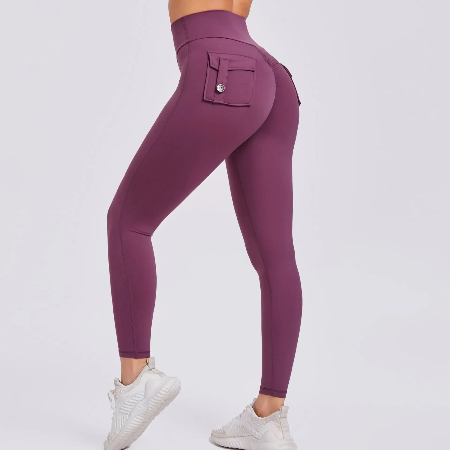 Cralom Seamless Yoga Leggings with Hip-lifting Design & Pocket