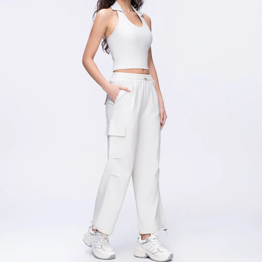 Cralom Short Sleeve Crop Top & High Waist Leggings Yoga Set for Women