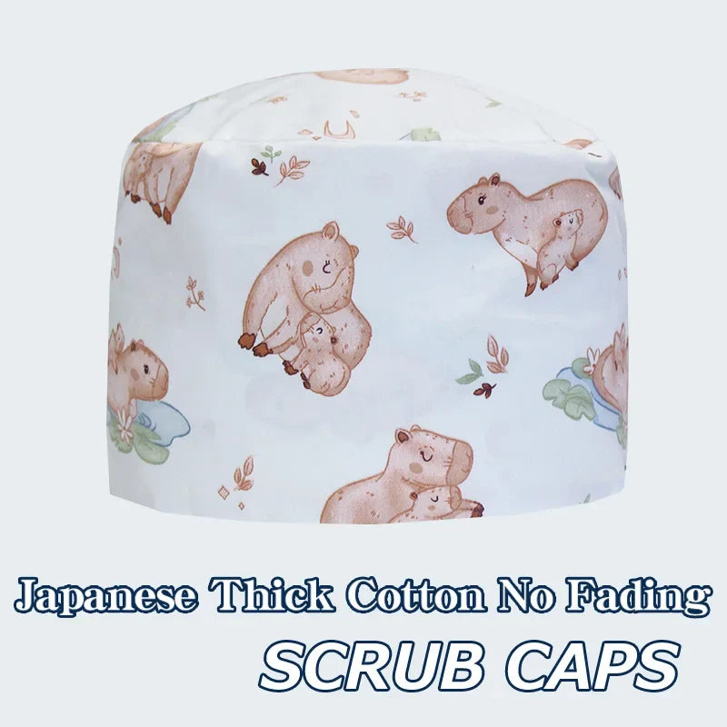 Cralom Animal Print Surgical Caps: Cotton Nurse Hats