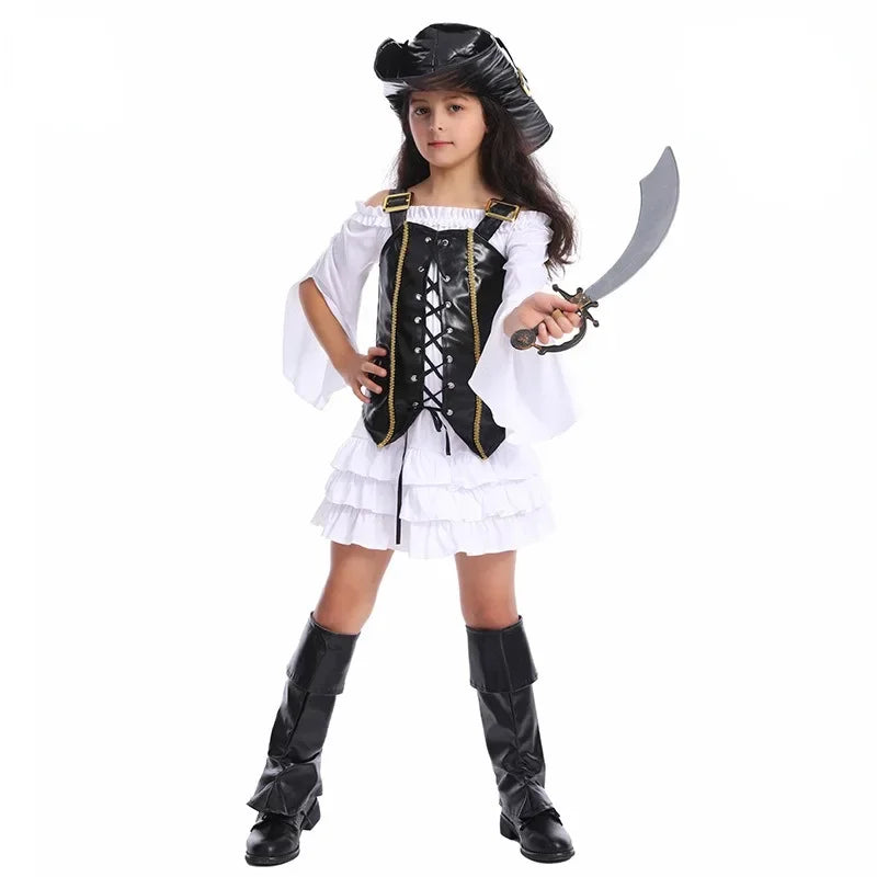 Cralom Little Girl Pirate Costume: Pirate Party Outfit for Halloween Cosplay