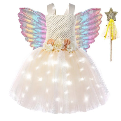 Cralom Fairy Tutu Dress with Wings - Halloween Cosplay Costume