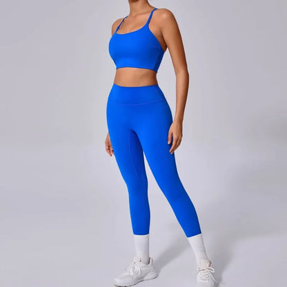 Cralom Seamless Yoga Fitness Set: High Waist Leggings & Open Back Bra Gym Suit