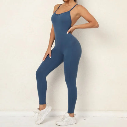 Cralom Seamless V-Neck Bodysuit: Open Back, Tummy Control for Yoga, Dance, Gym