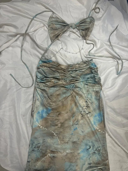 Cralom Sexy Hottie V-Neck Backless Beach Dress — Slim, Sleeveless & Laced-Up