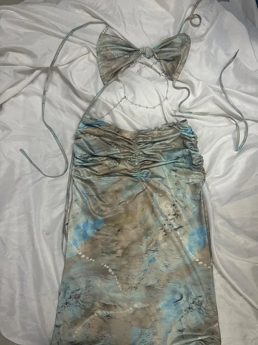 Cralom Sexy Hottie V-Neck Backless Beach Dress — Slim, Sleeveless & Laced-Up
