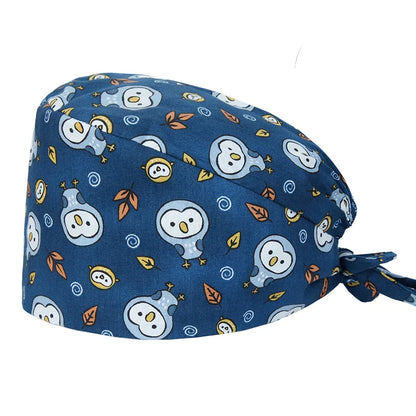 Cralom Cartoon Print Cotton Scrub Caps for Pet Grooming & Medical Professionals