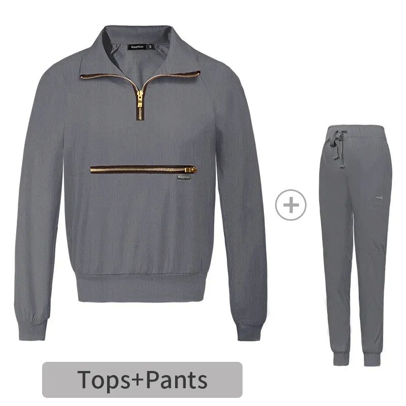 Cralom Solid Jogging Nursing Uniforms with Big Pocket
