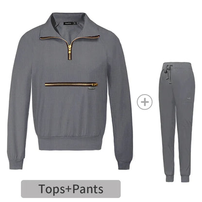 Cralom Solid Jogging Nursing Uniforms with Big Pocket