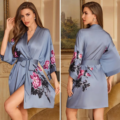Cralom Seven-quarter Sleeves Silk Pajama Set for Women