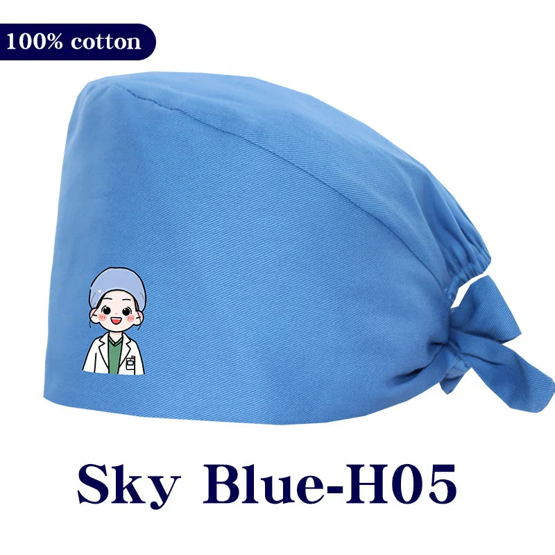 Cralom Cartoon Printed Surgical Scrub Caps for Medical & Pet Grooming Pros