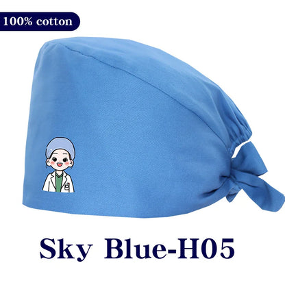 Cralom Cartoon Printed Surgical Scrub Caps for Medical & Pet Grooming Pros