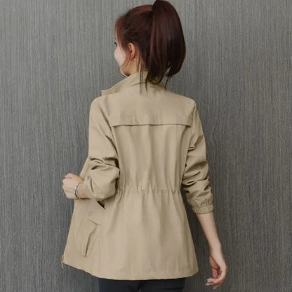 Cralom Khaki Windbreaker Jacket: Modern, High Quality & Elegant Outerwear for Women