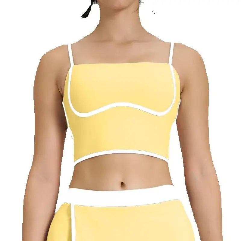 Cralom Women's Tennis Set: Vest & Skirt Fitness Yoga Gym Sportswear