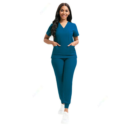 Cralom Stretch Scrub Set: Top & Pants With Pocket, Premium Nurse Doctor Uniform