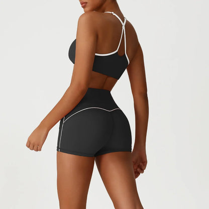 Cralom Color Block Seamless Yoga Set: Backless Bra & Booty-Lifting Leggings