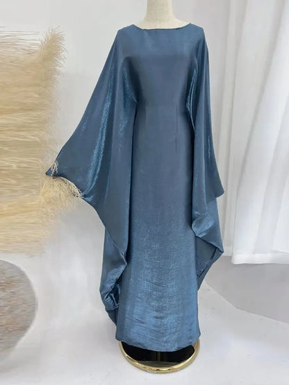 Helynys Butterfly Satin Maxi Abaya - Luxurious Dubai Kaftan Dress