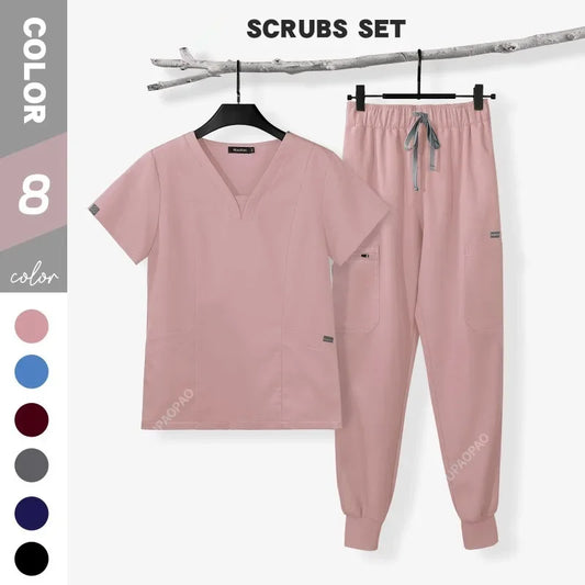 Cralom Men's Scrubs Set: Top & Relax Pants, Short Sleeve, Leisure Fit