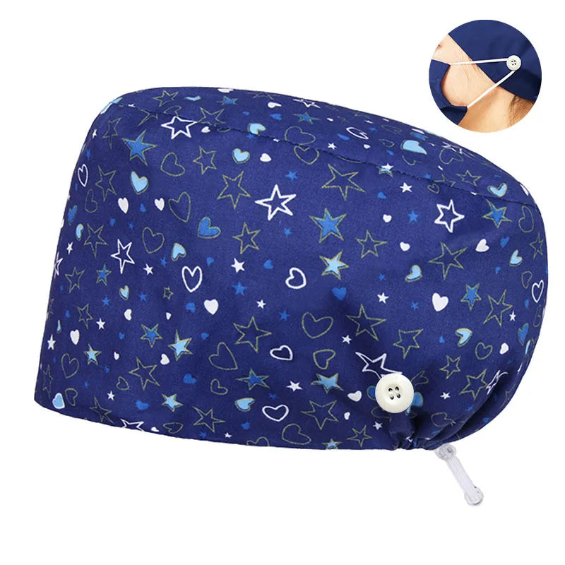 Cralom Dental Patterned Scrub Cap – Adjustable Surgical Work Hat for Nurses & Doctors