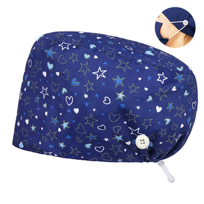 Cralom Dental Patterned Scrub Cap – Adjustable Surgical Work Hat for Nurses & Doctors