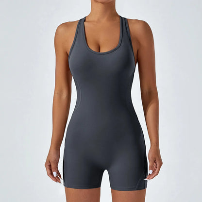 Cralom Beauty Back Sports Jumpsuit: Tight-Fit Yoga Set for Women, Hip Lifting & Backless.