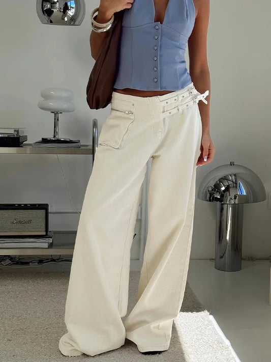 Cralom Vintage Washed High Waist Wide Leg Jeans for Women