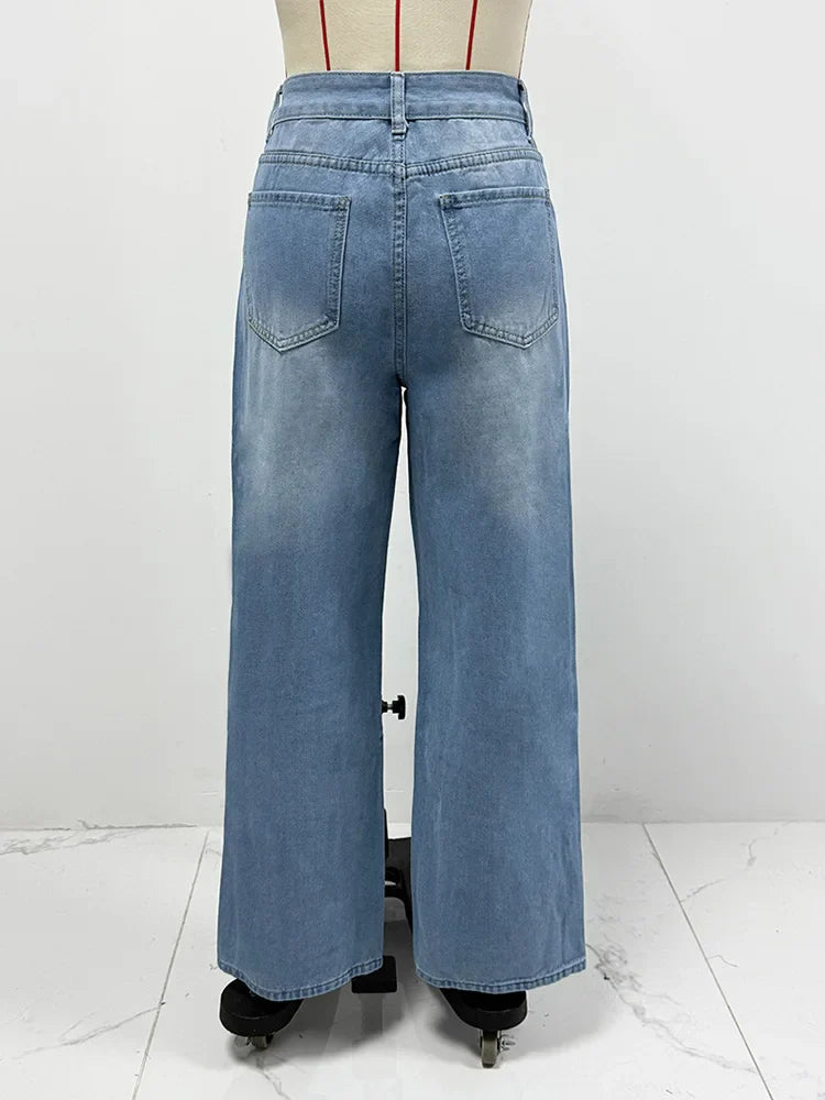 Cralom High Waist Wide Leg Jeans - Vintage Y2K Style