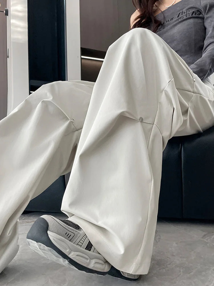 Cralom High Waist Rivet Cargo Pants: 2025 Spring Summer Women's Fashion