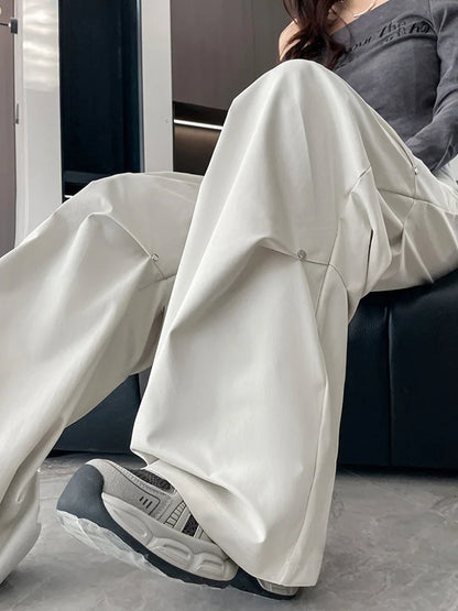 Cralom High Waist Rivet Cargo Pants: 2025 Spring Summer Women's Fashion