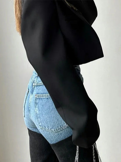 Cralom Patchwork High Waist Jeans for Women