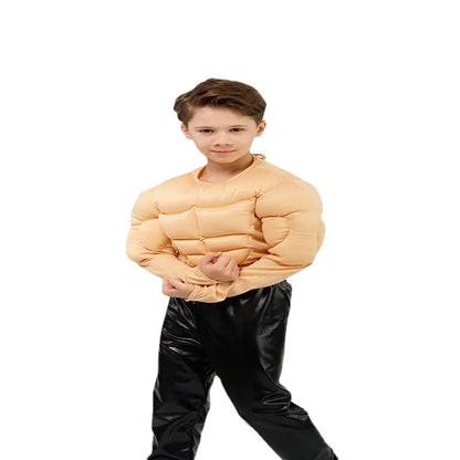 Cralom Boy's Fake Ab Muscle Muscle Tee