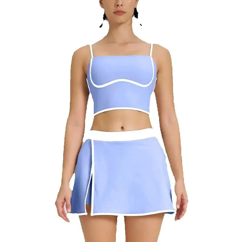 Cralom Women's Tennis Set: Vest & Skirt Fitness Yoga Gym Sportswear