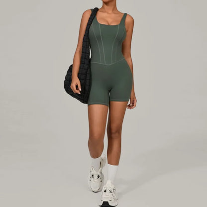 Cralom Seamless Yoga Jumpsuit with Adjustable Straps for Fitness & Workout
